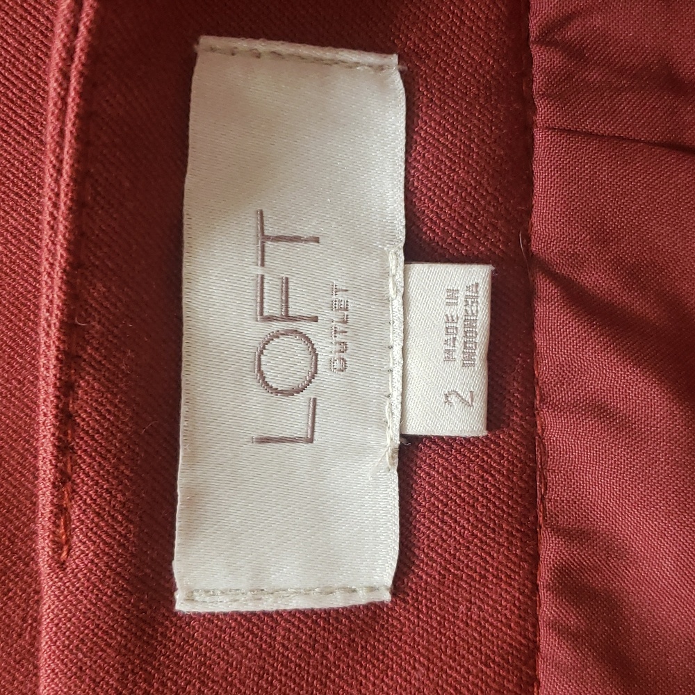 LOFT Rust Faux Wrap Skirt | Minimalist Chic Tailored | Button Front | SIZE 2 - Picture 14 of 16
